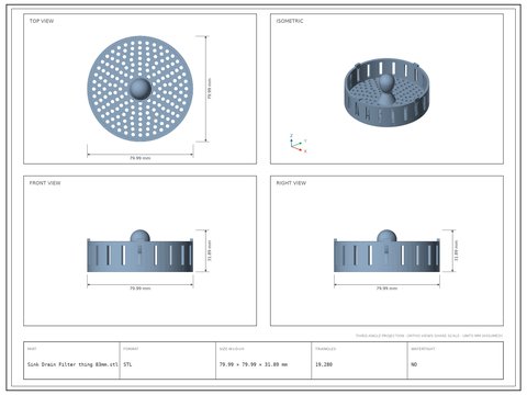 Sink Drain Filter thing 83mm